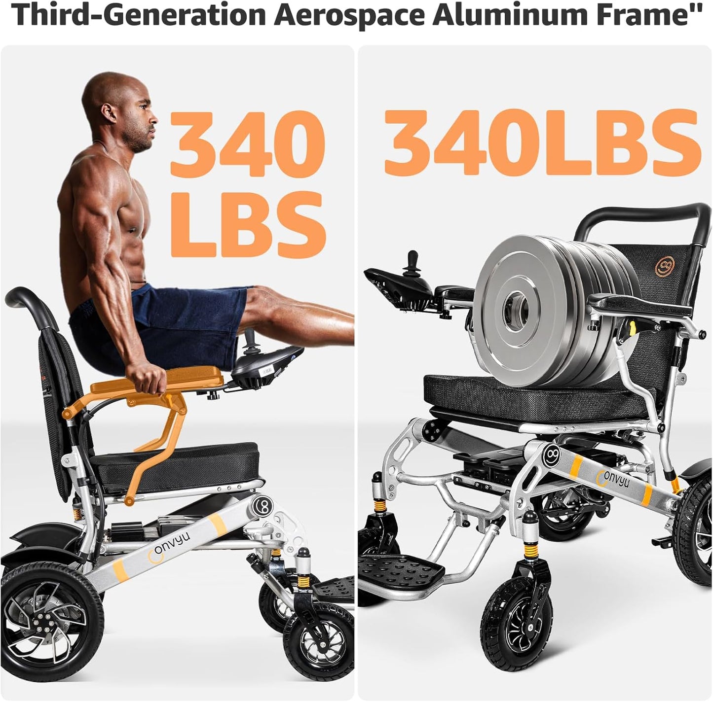 30 Miles Long Travel Range, CONVYU Electric Wheelchairs for Adults, Power Wheelchair for Seniors, 600W Motor, 120W Fast Charge,Lightweight Foldable All Terrain Motorized Wheelchair, Airline Approved