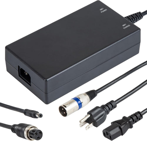 24V 5A Rapid Battery Charger (3-pin XLR Connector) with 3 Universal sockets Lithium Smart Auto Battery Charger for Wheelchairs & Scooters (100-240V Input)